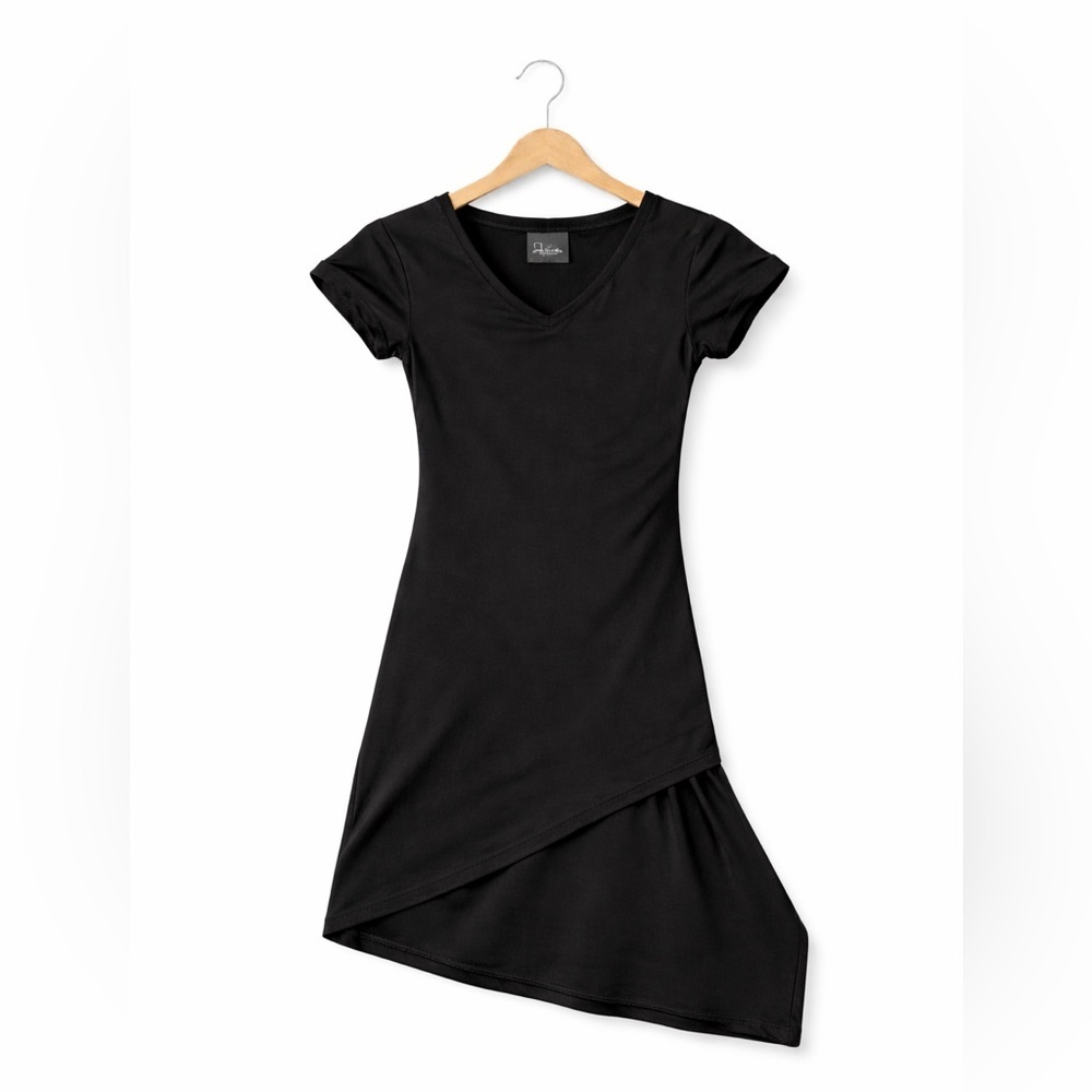 S.L. Fashions Black Asymmetrical Dress Size 8 Elegant Special Occasion